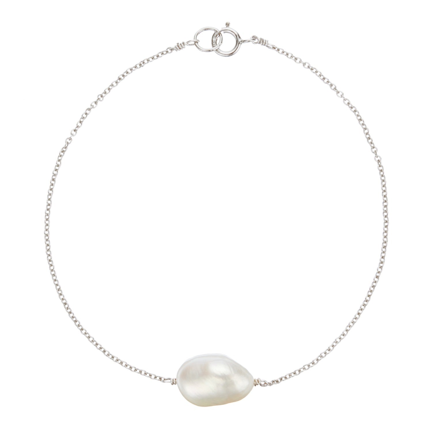 Sterling Silver Large Pearl Bracelet