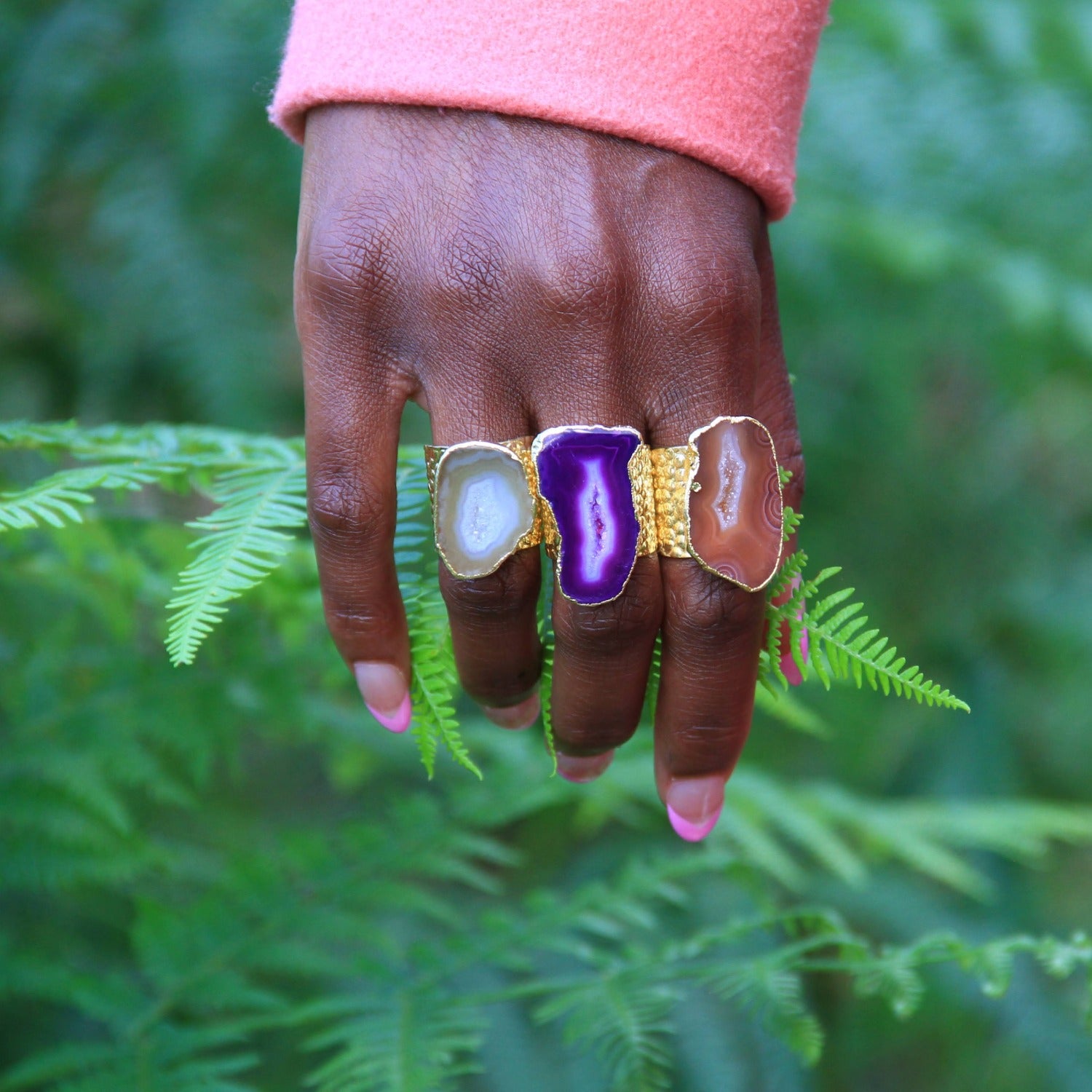 Purple Mega Gemstone Gold Statement Ring