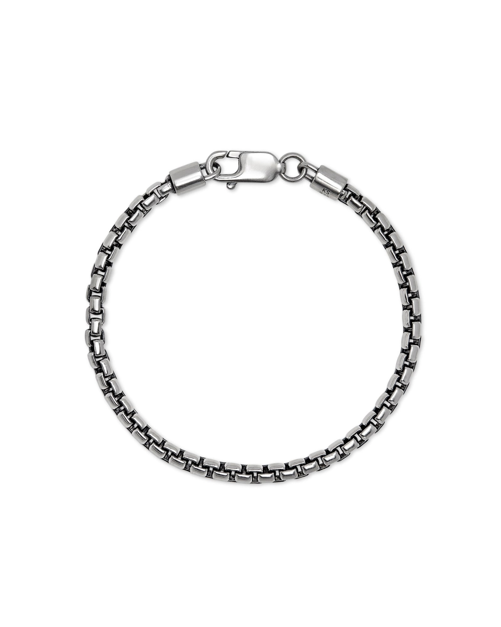 Beck Round Box Chain Bracelet in Oxidized Sterling Silver