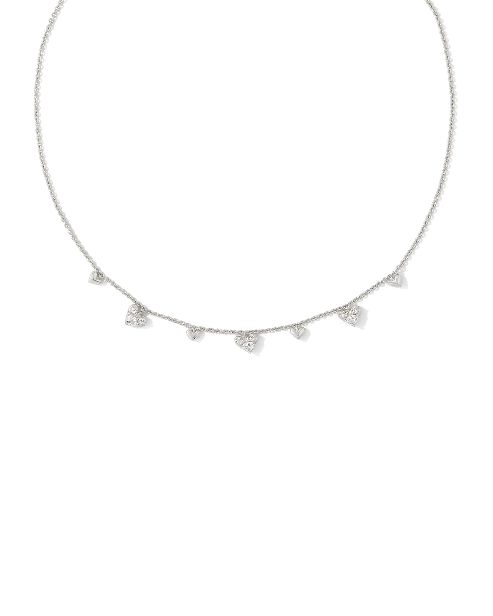 Haven Silver Heart Crystal Choker Necklace in White Crystal