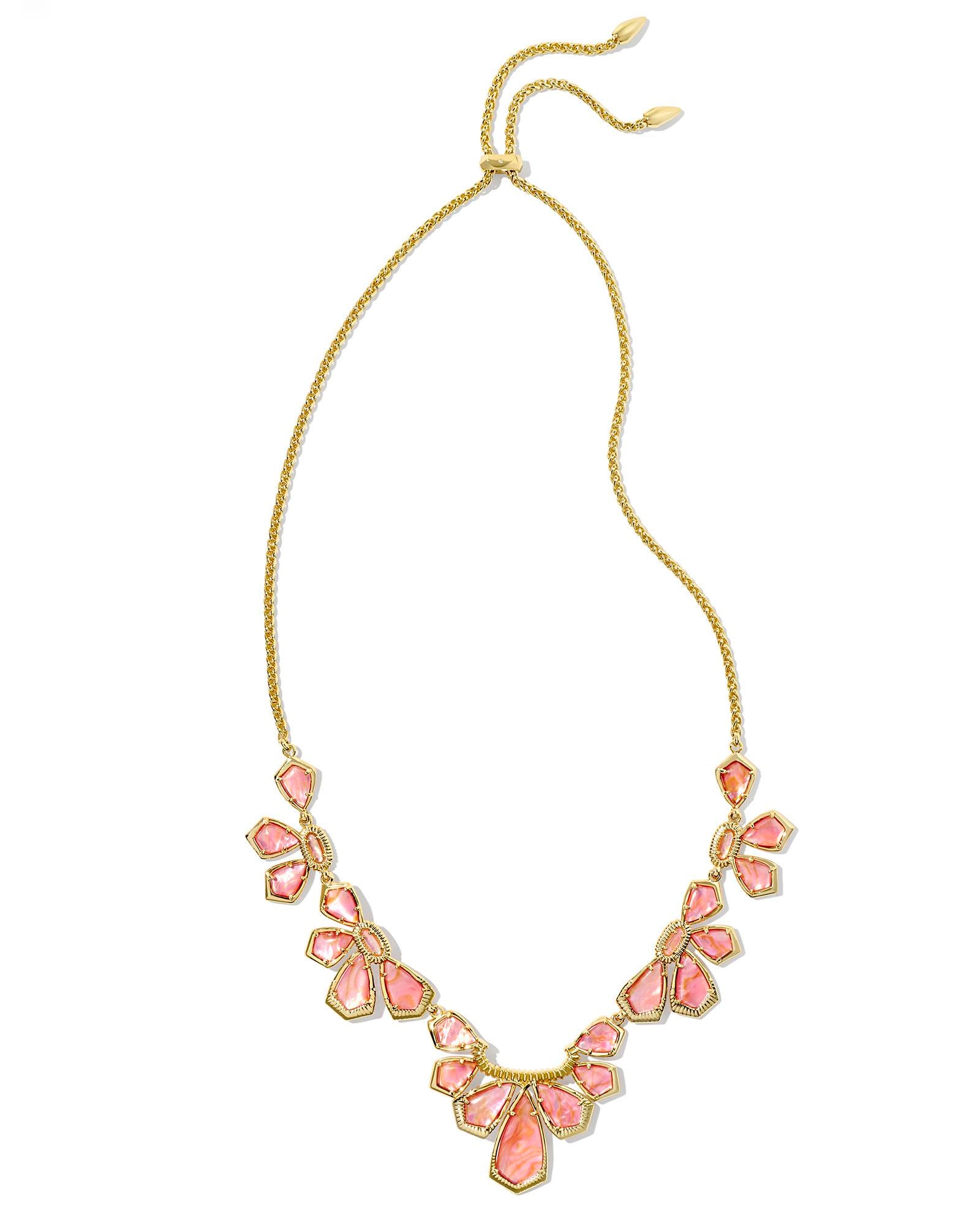 Layne Gold Statement Necklace in Light Pink Iridescent