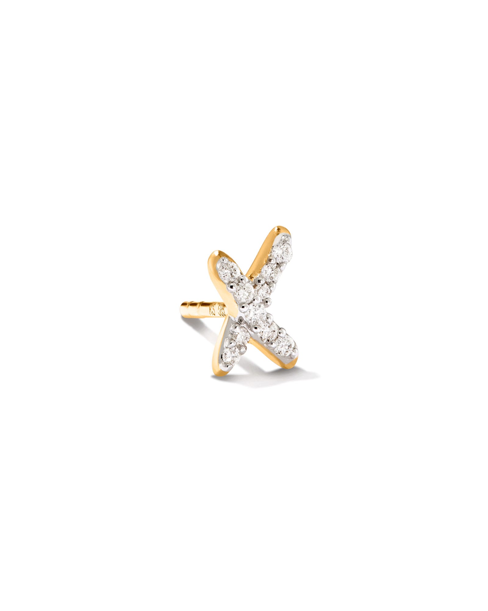 letter-x-14k-yellow-gold-single-stud-earring-in-white-diamond