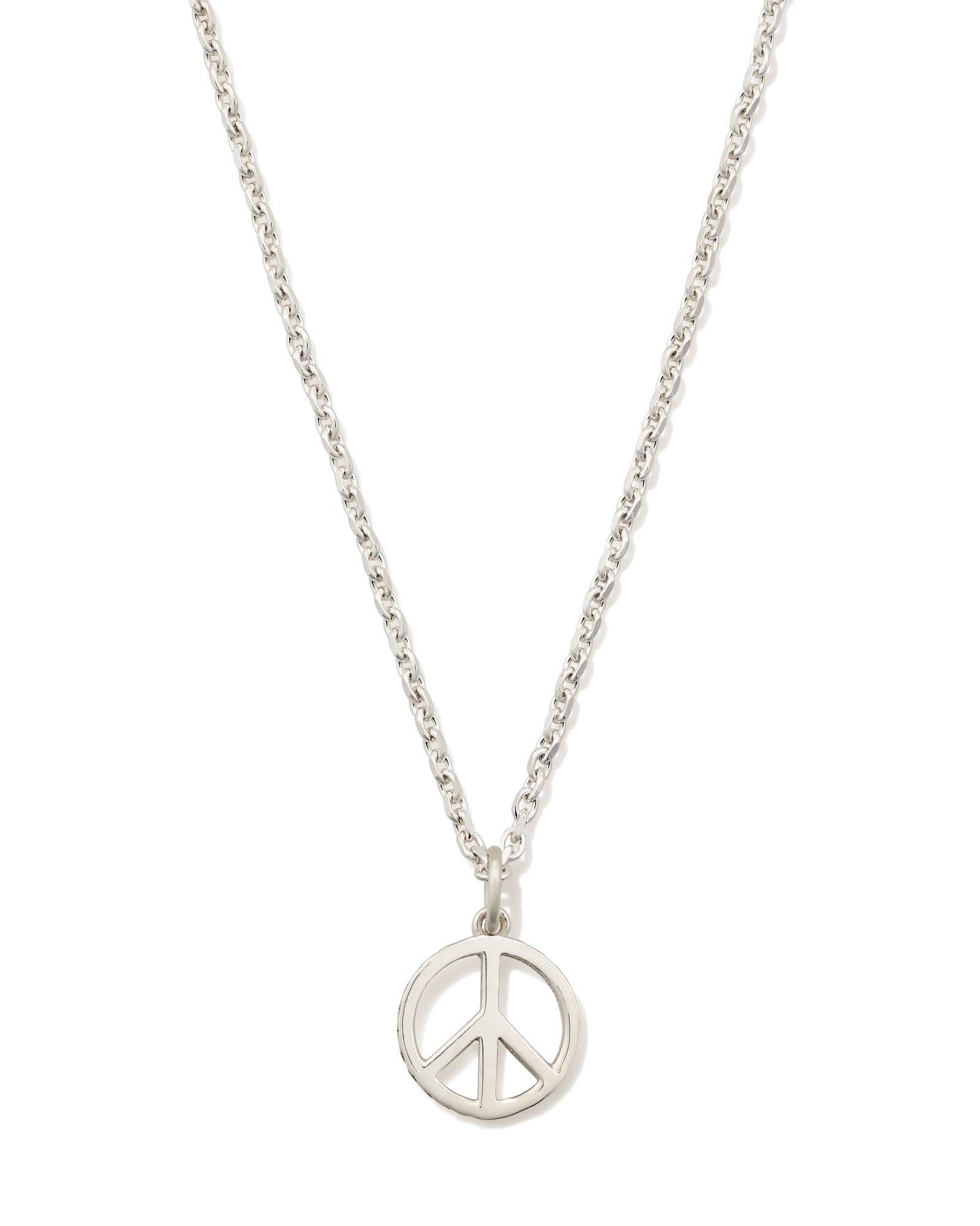 Mini Peace Sign Pendant Necklace in Sterling Silver