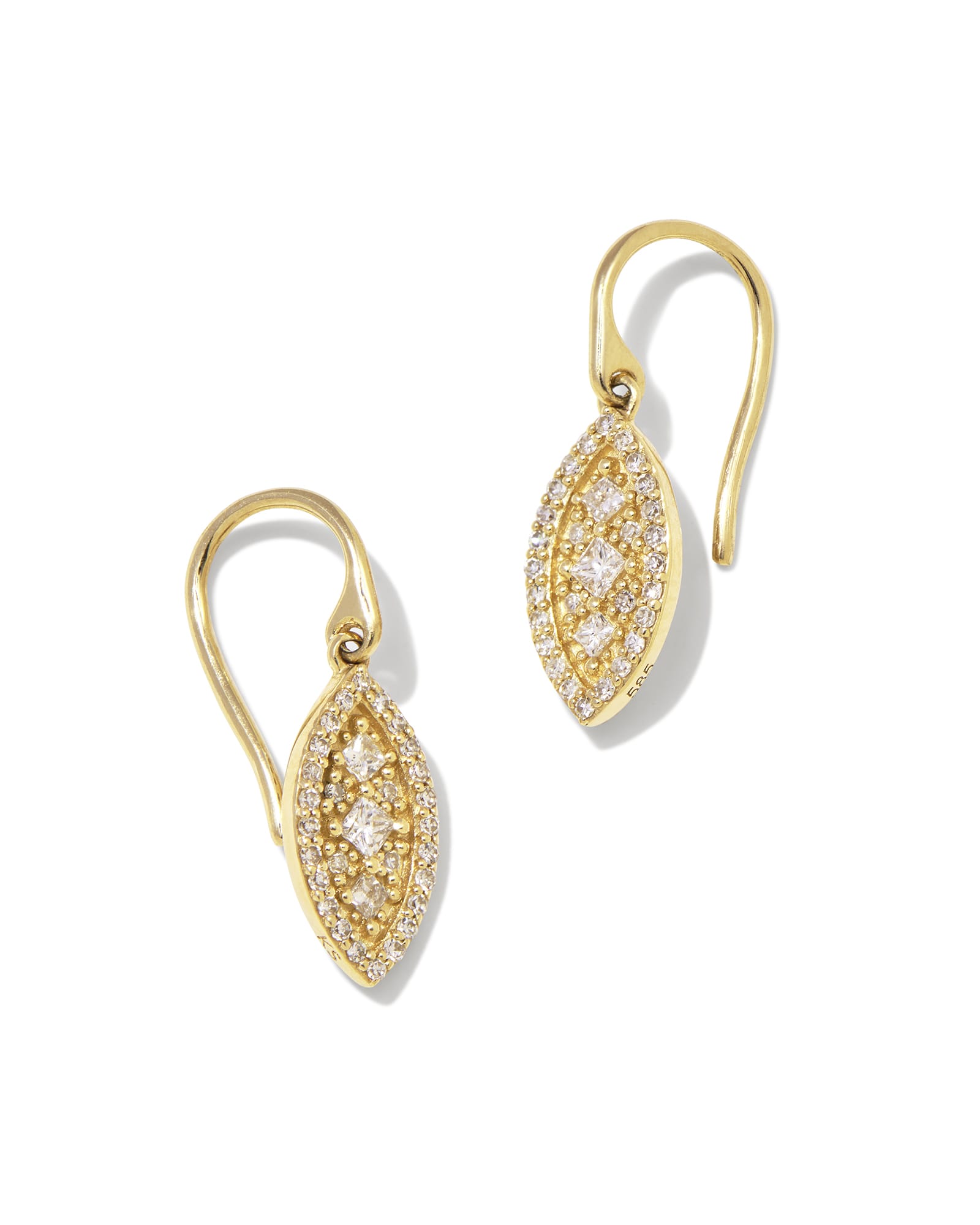 Vivianne 14k Yellow Gold Drop Earrings in White Diamond