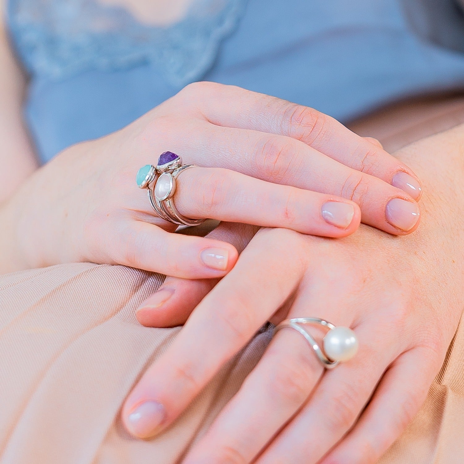 Estella Sterling Silver Ring Aqua Chalcedony