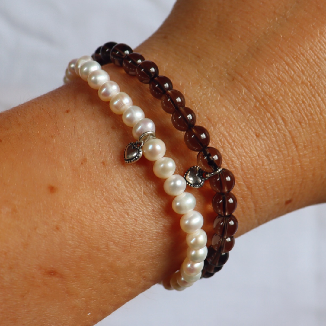 La Pierre White Fresh Water Pearl Stretchy Bracelet