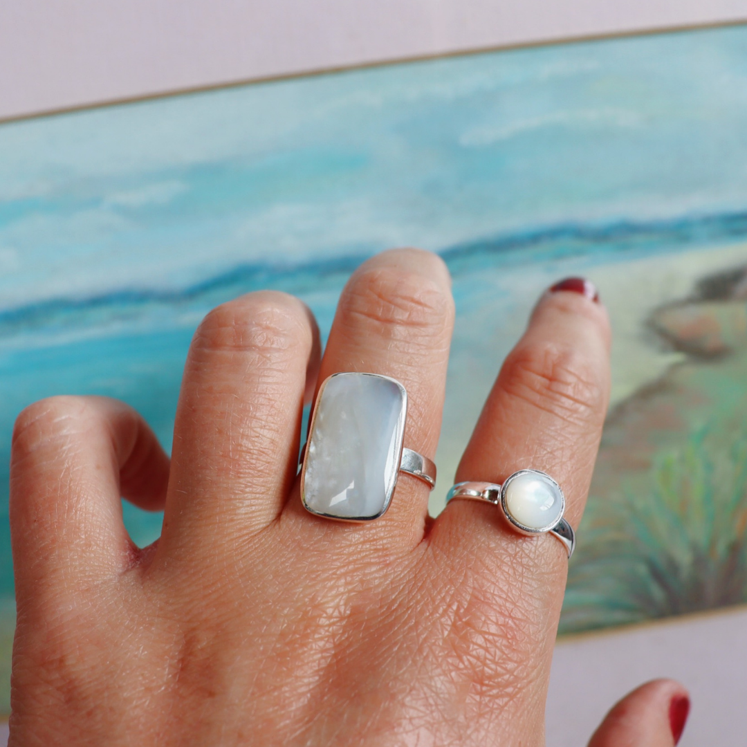 La Ste Le Mother Of Pearl Rectangle Ring