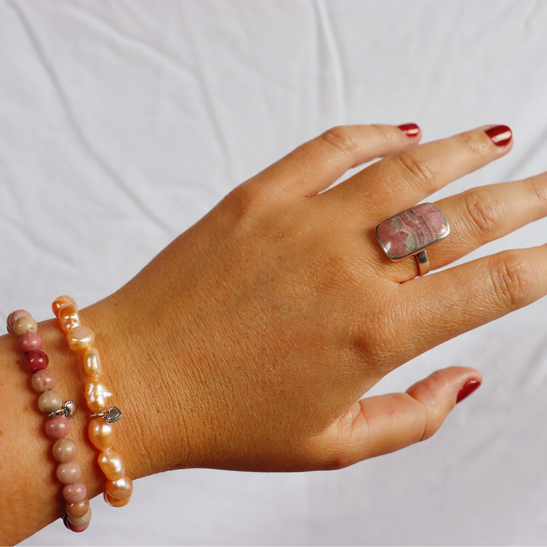 La Ste Le Rhodochrosite Rectangle Ring