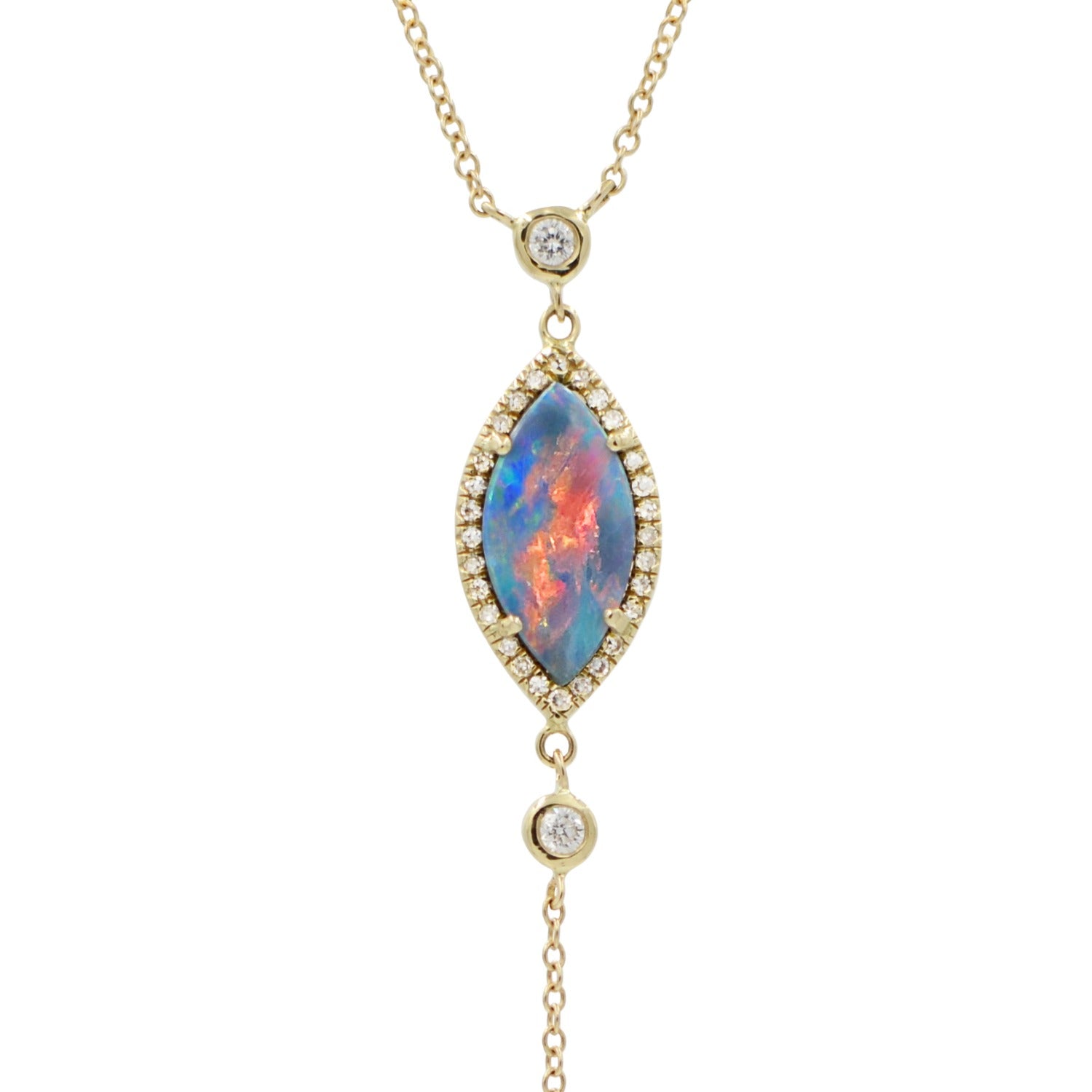 Opal Marquise Lariat With Diamonds