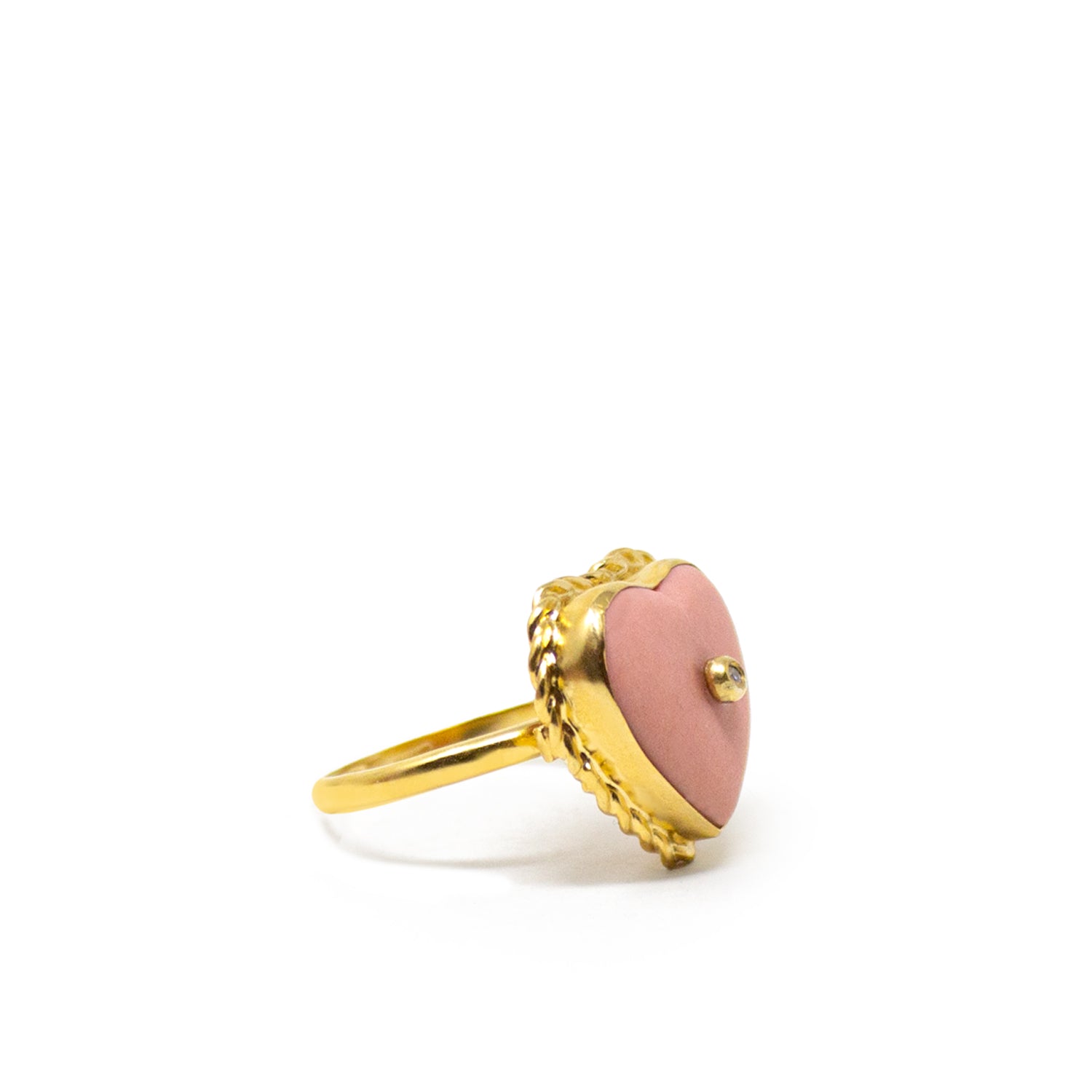 Lovelight Gold Plated Pink Heart Stacking Ring