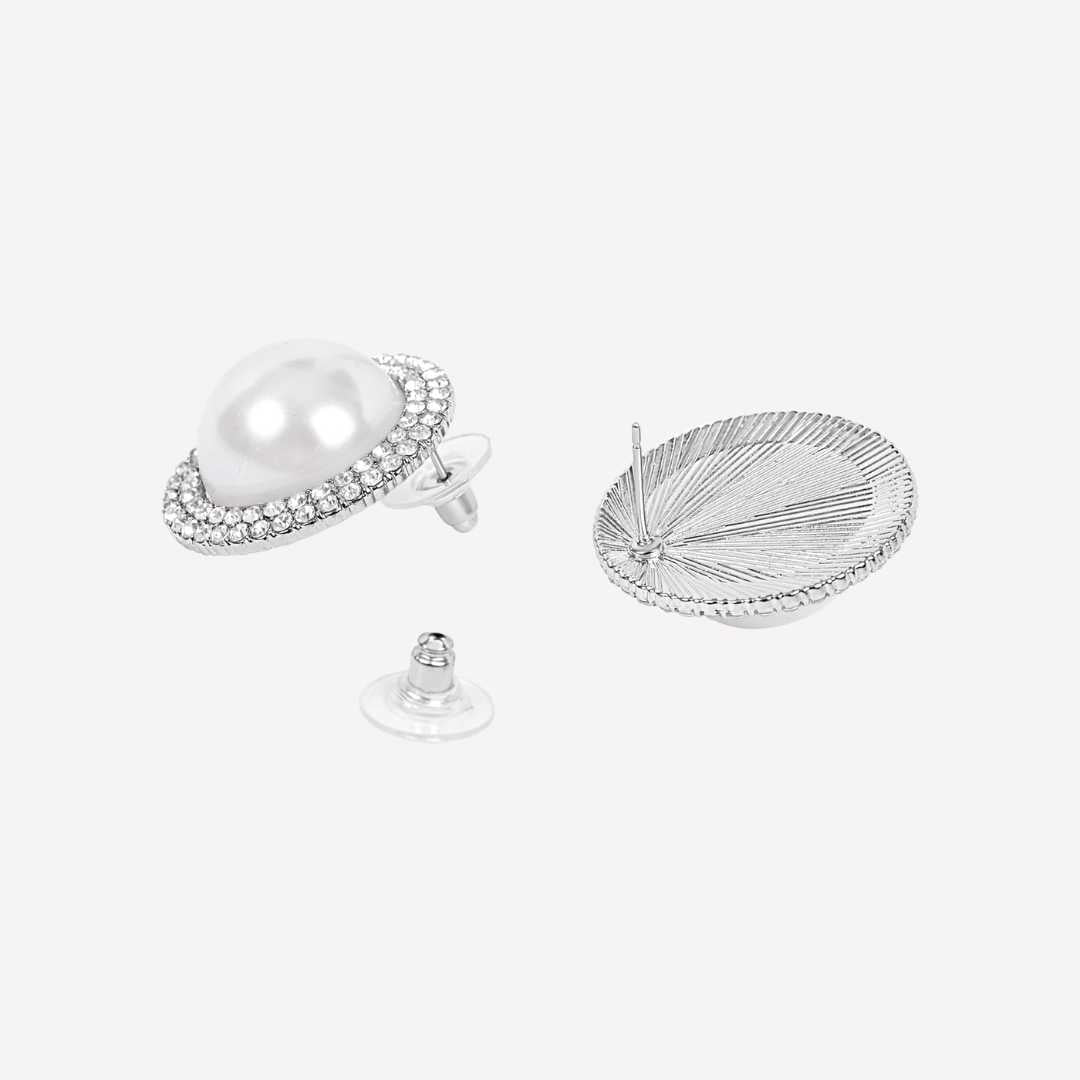 Mallory Pearl Studs Silver