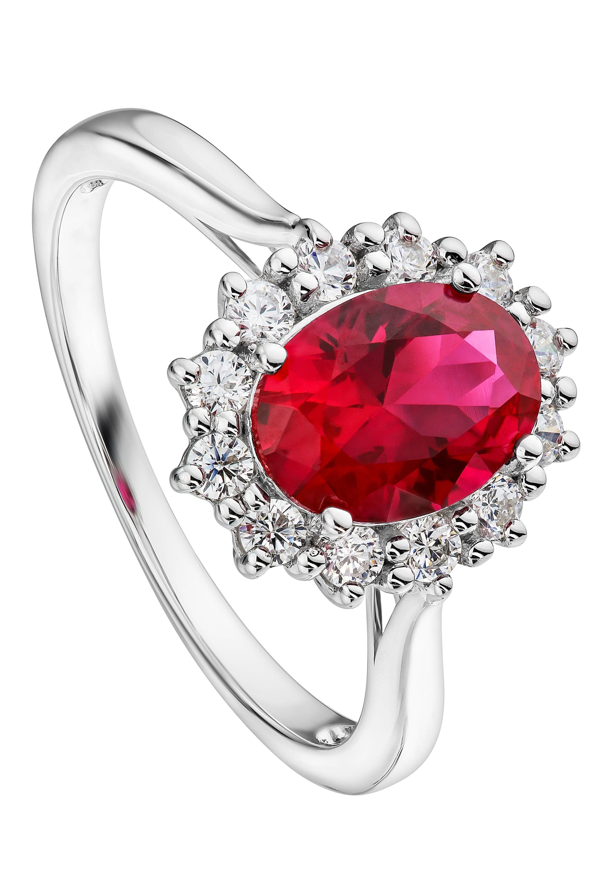 Cate White Gold Lab Grown Diamond Created Ruby Ring