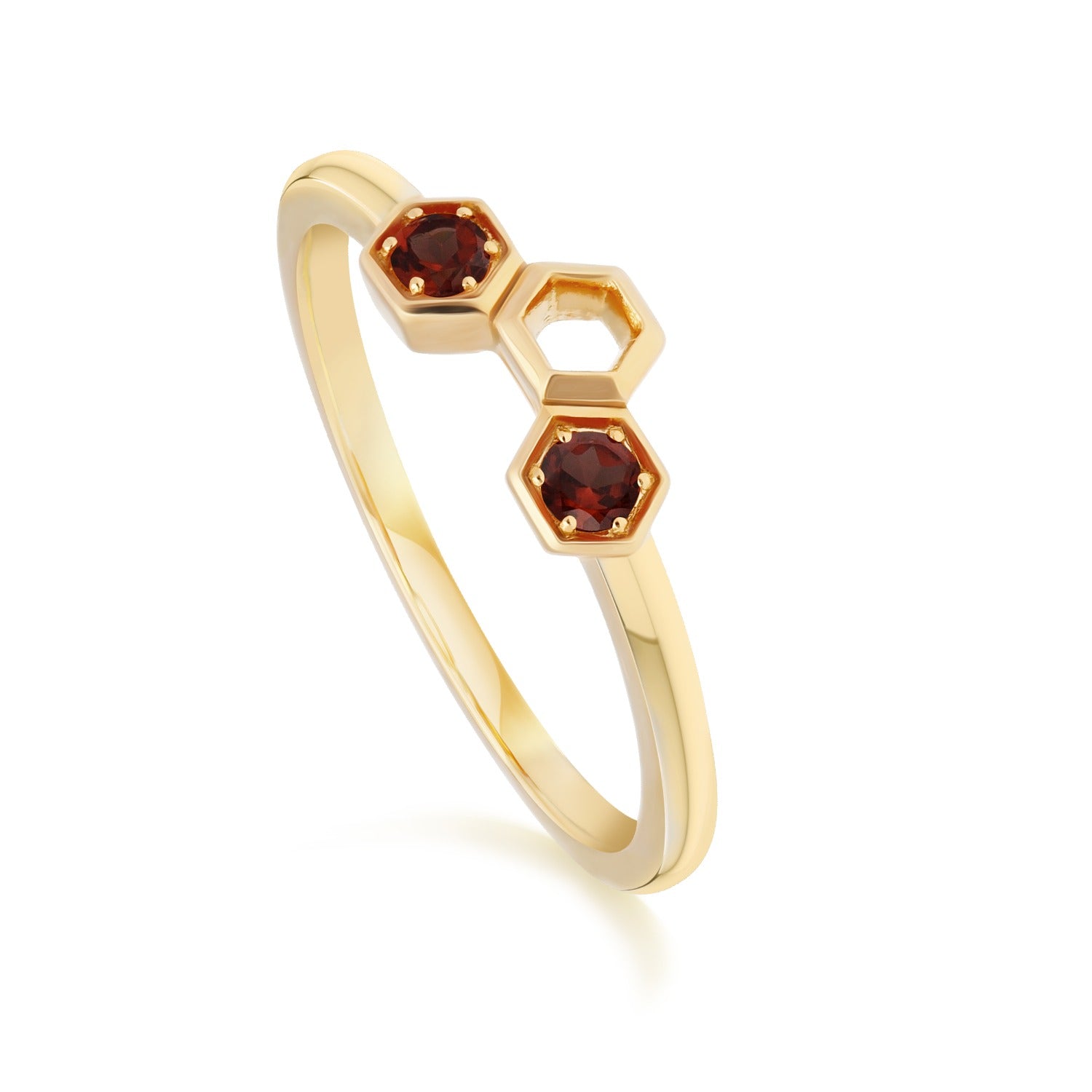 Honeycomb Garnet Ring In Yellow Gold