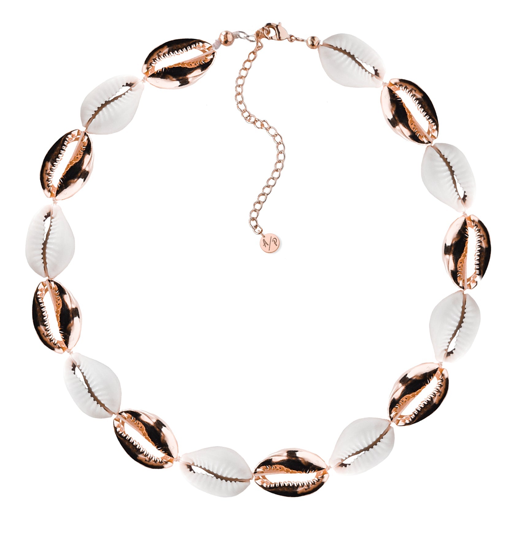 Mixed Mini Metal Shell Accent Choker Rose Gold