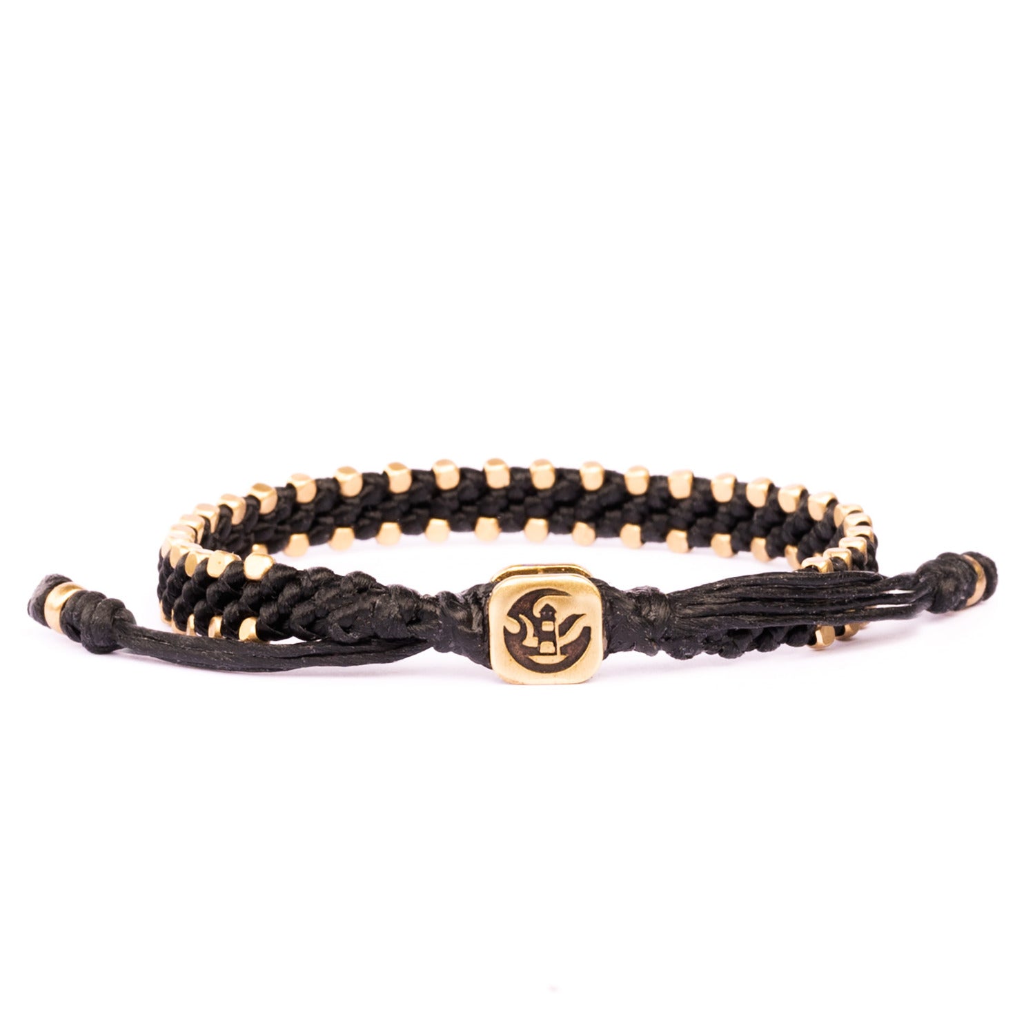 Brass Black Rope Bracelet