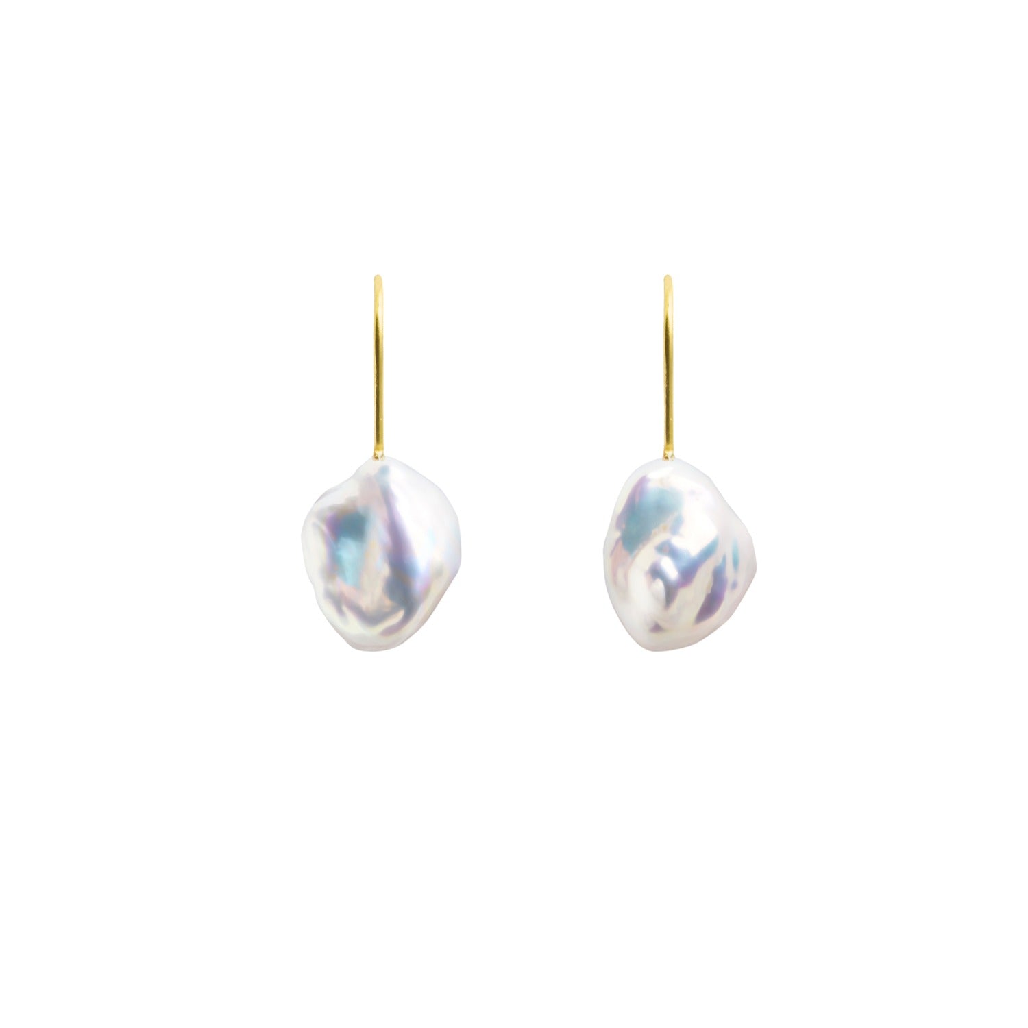 Mermaid Keshi Pearl Hook Earrings 9Ct Gold