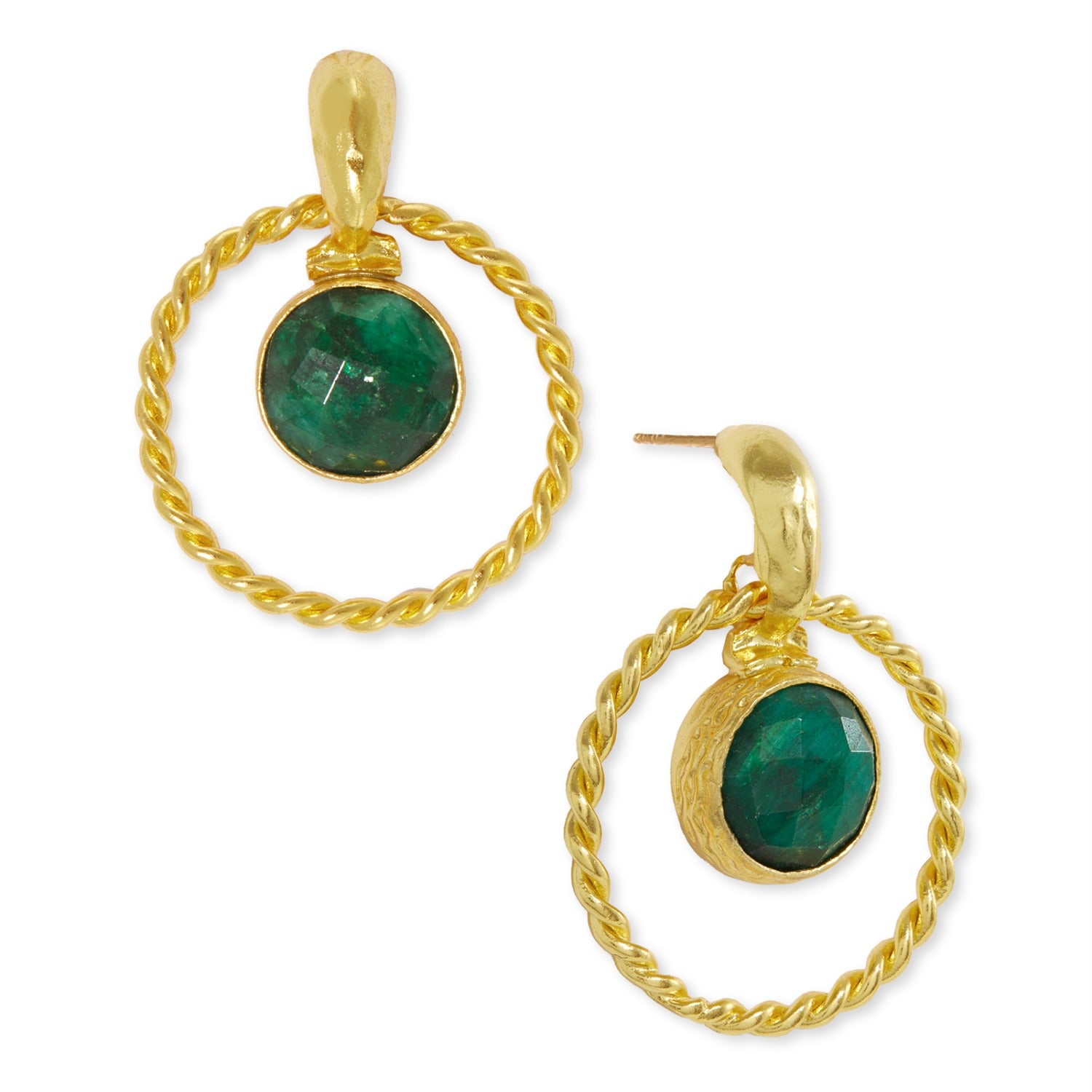 Myra Emerald Front Hoop Earrings