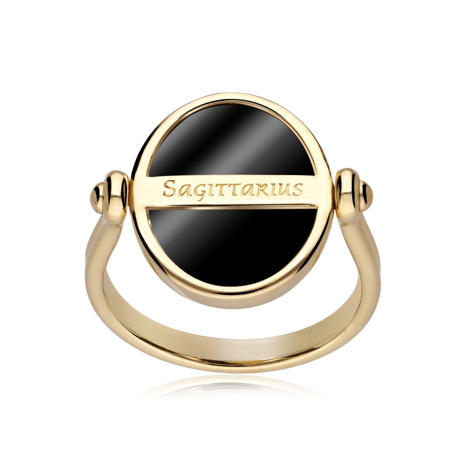 Zodiac Sagittarius Flip Ring In Gold Plated Silver