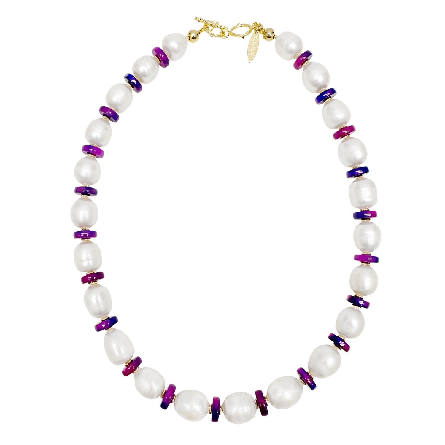 Natural Cultured Freshwater Pearls Purple Gemstone Necklace