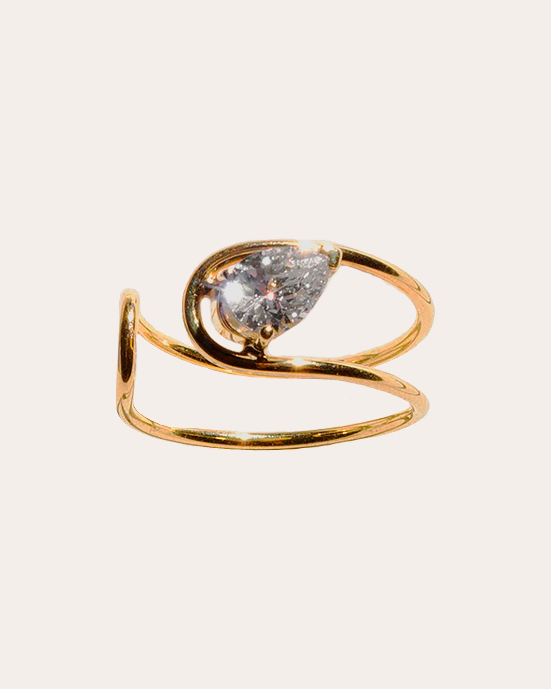 Double-C Pear Diamond Ring