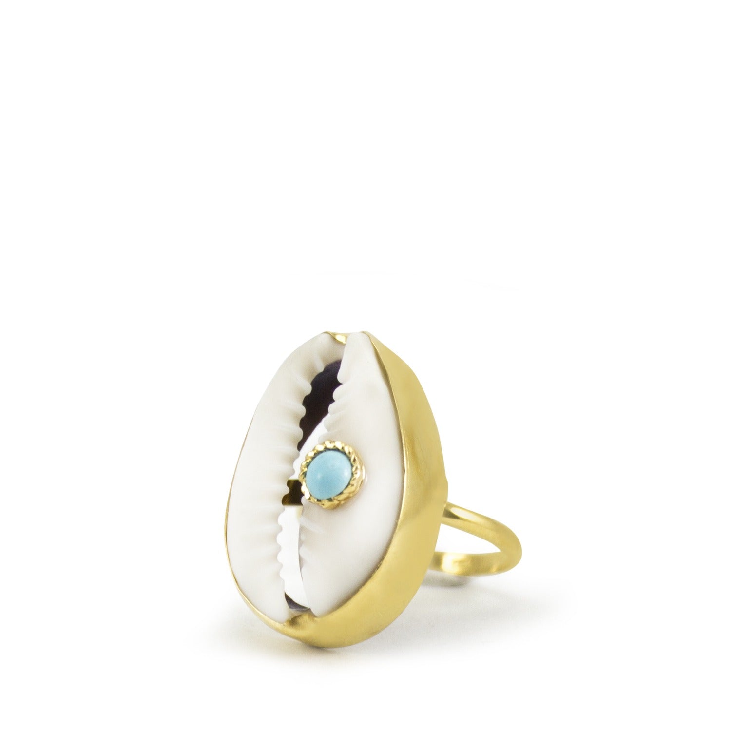 Turquoise Spot Cowry Ring