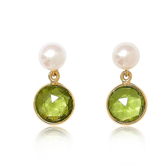 Nova Peridot Cultured Freshwater Pearl Drop Earrings