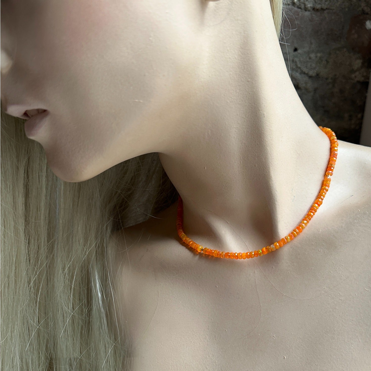 Orange Opal Gold Choker