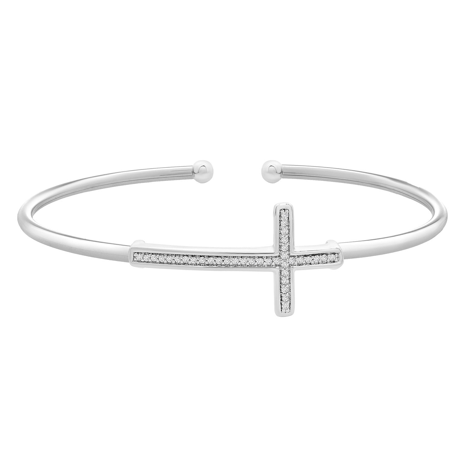 Silver Bruna Diamond Cross Bangle Bracelet