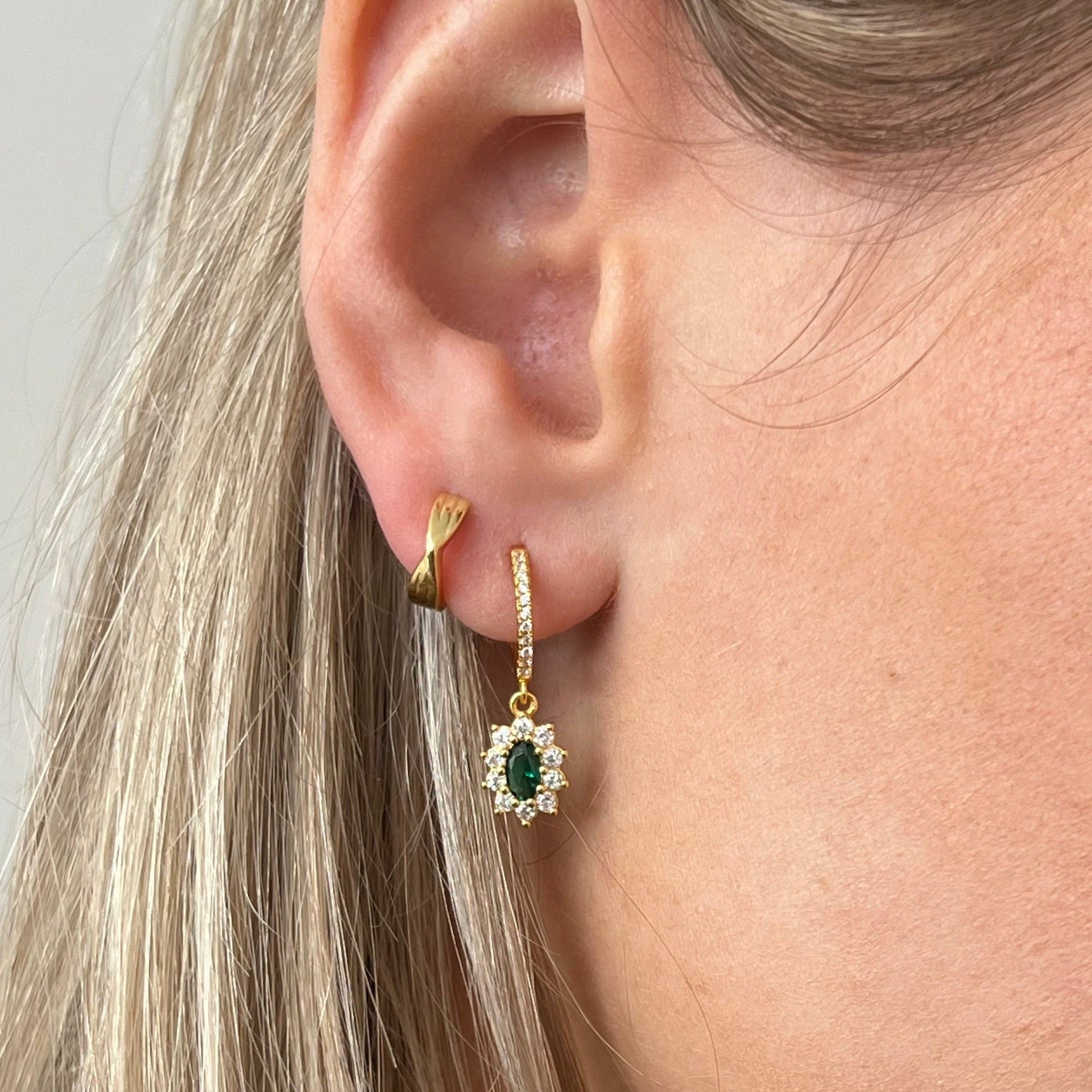 Oval Cut Green Drop Earring