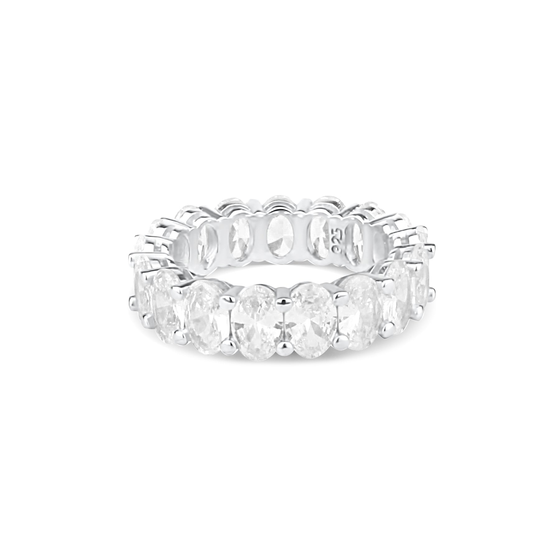 Oval Prong Set Eternity Band Silver