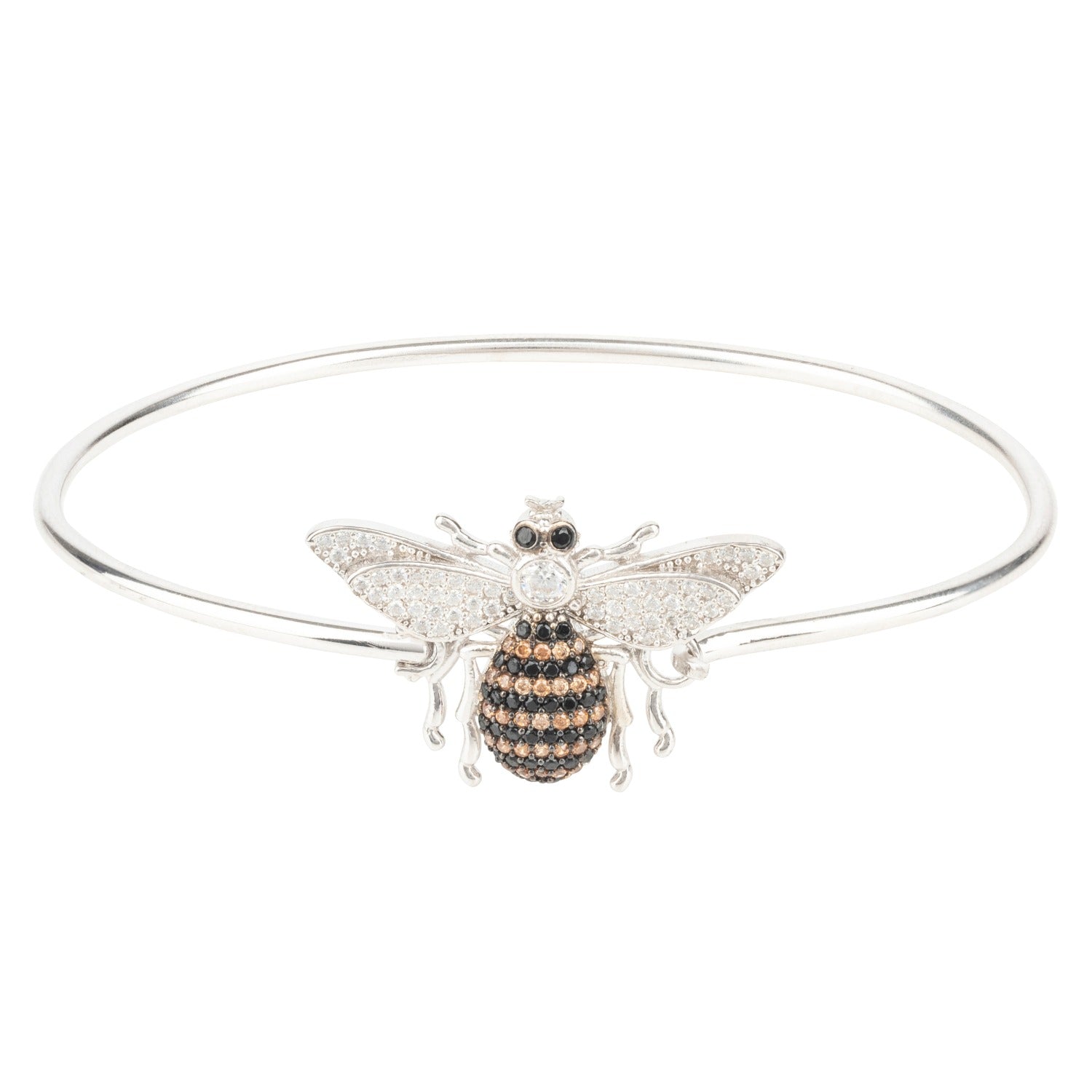 Honey Bee Bangle Bracelet Silver