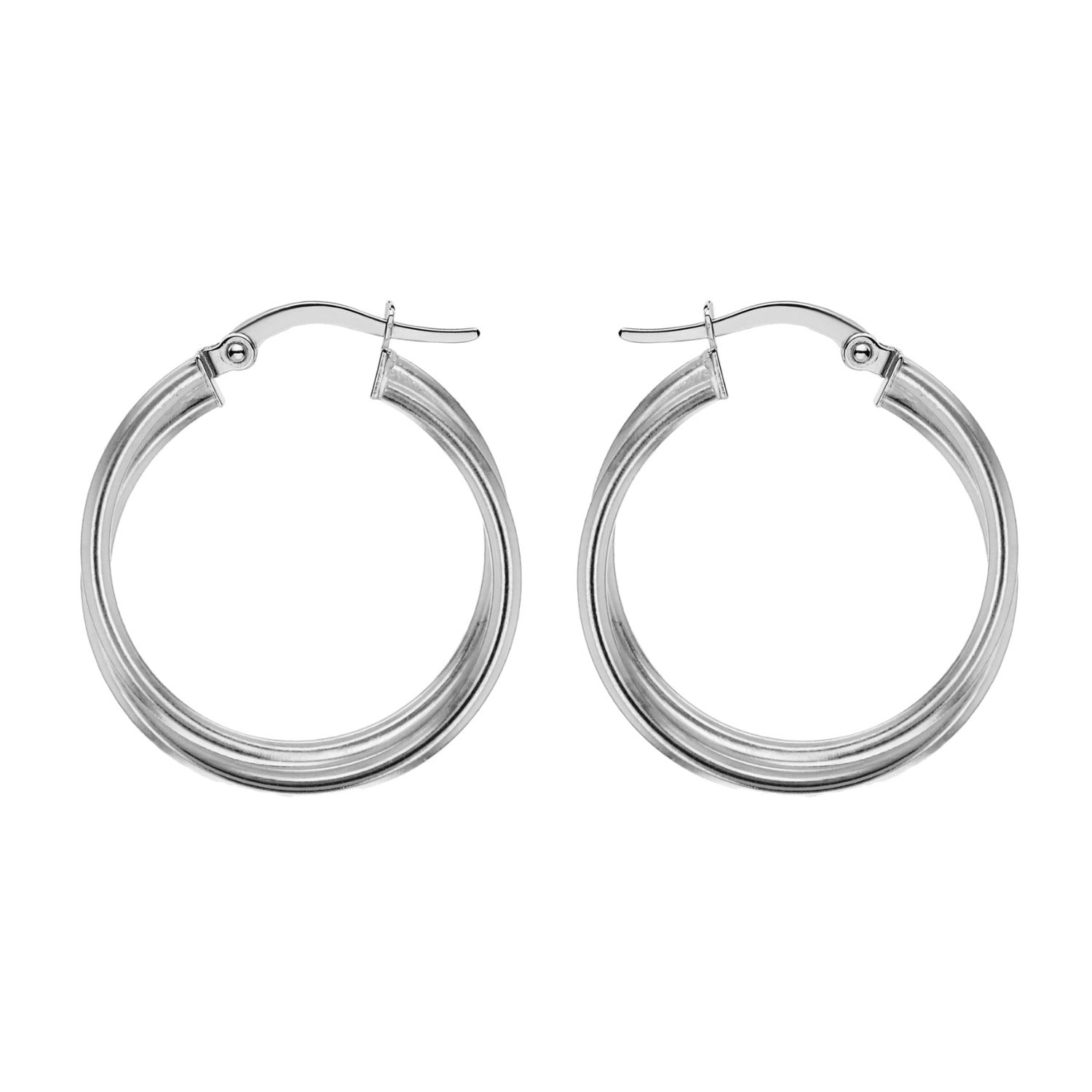 Sterling Silver Large Interlinking Hoop Creole Earrings