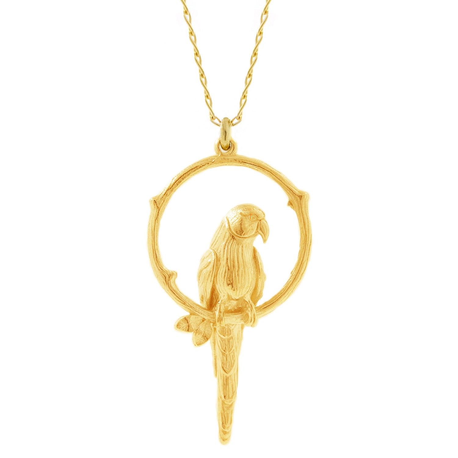 Parakeet Necklace Large Upright Gold