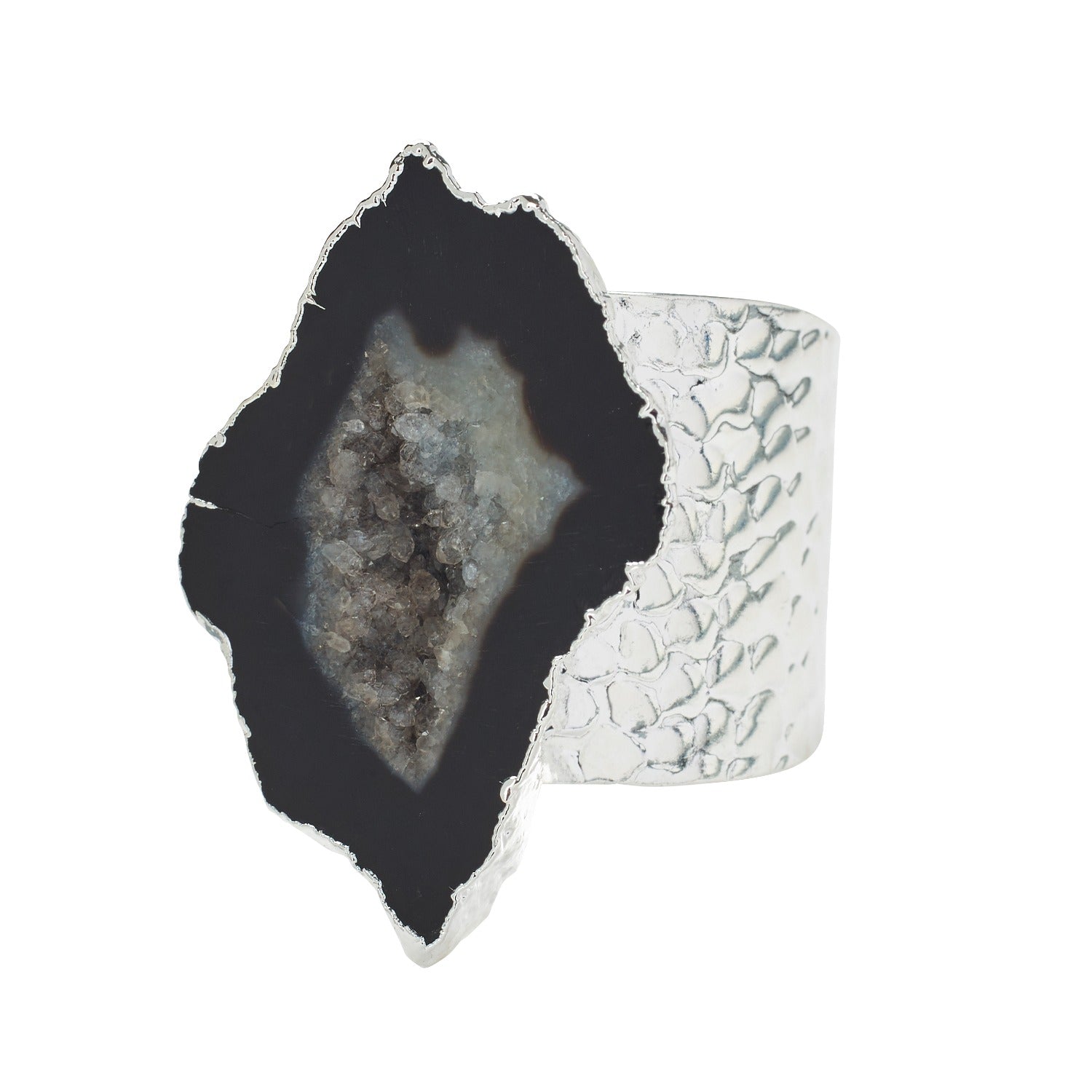 Black Mega Gemstone Silver Statement Ring