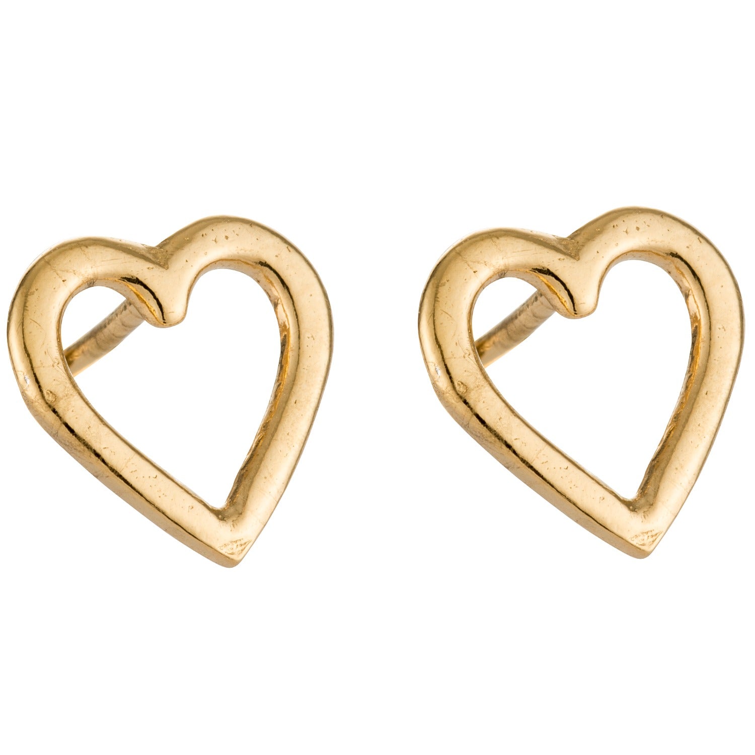 Yellow Gold Plated Open Mini Heart Stud Earrings