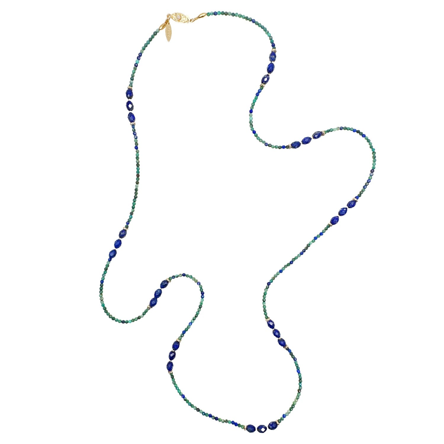 Phoenix Lapis Blue Lapis Beaded Long Necklace