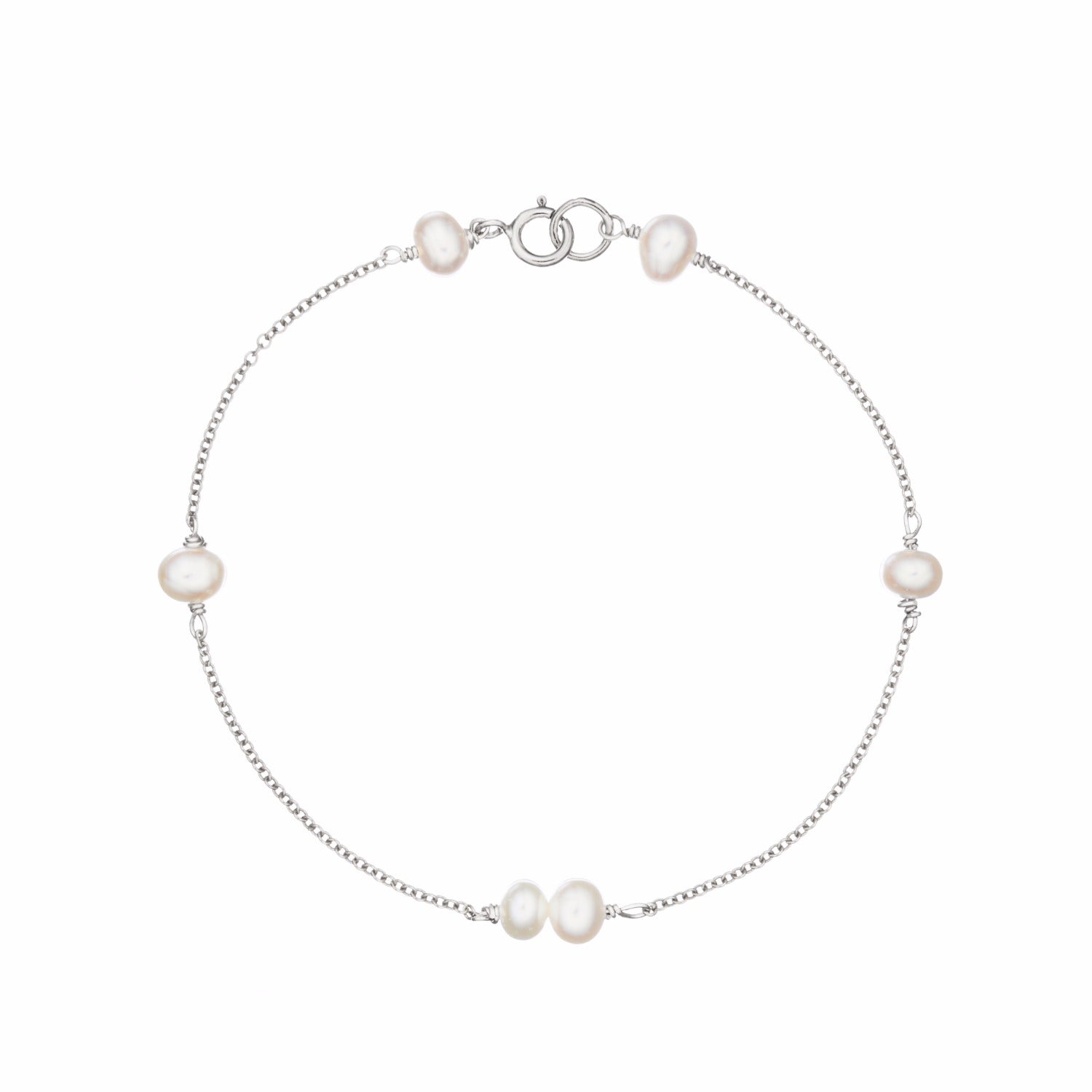 Sterling Silver Six Pearl Bracelet