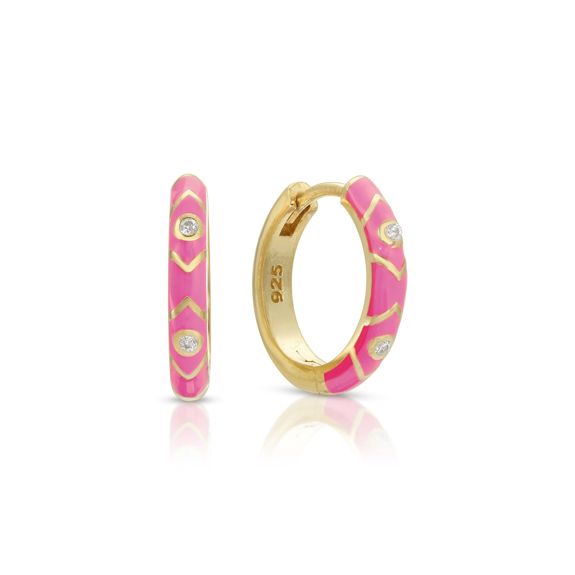 Cz Enamel Colored Huggie Earring