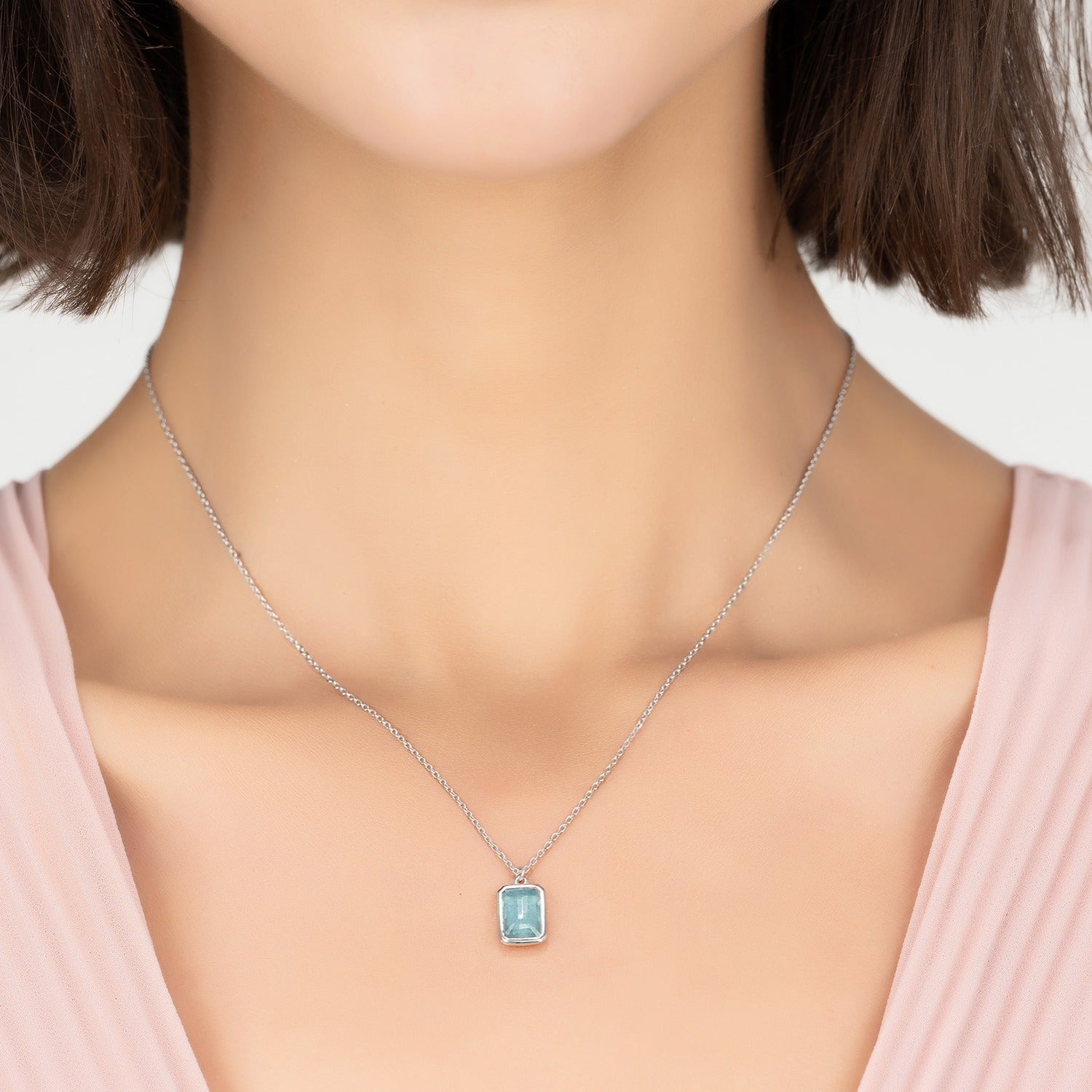 Portofino Necklace Silver Blue Topaz