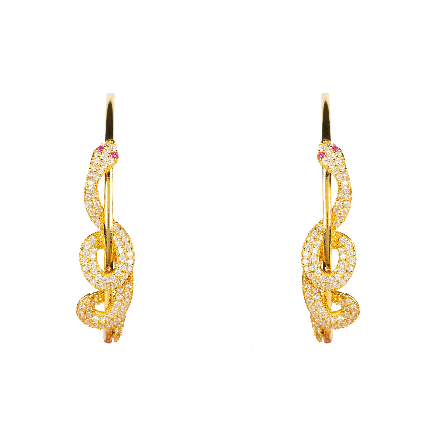 Cleopatra Serpent Snake Hoop Earrings Gold