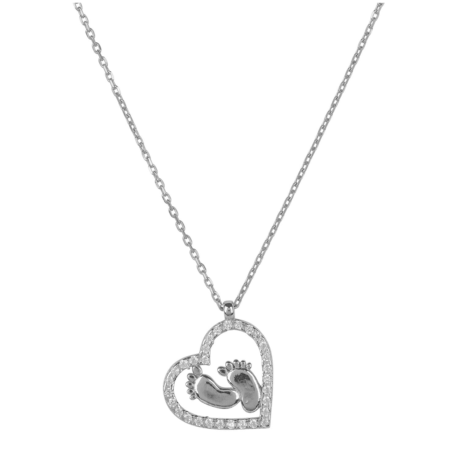 Heart Mum Pendant Necklace Silver