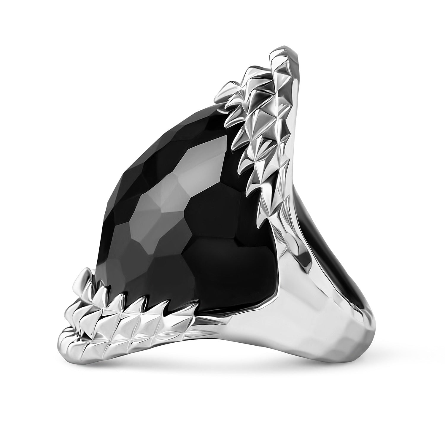 Black Vampire Bite Ring Silver