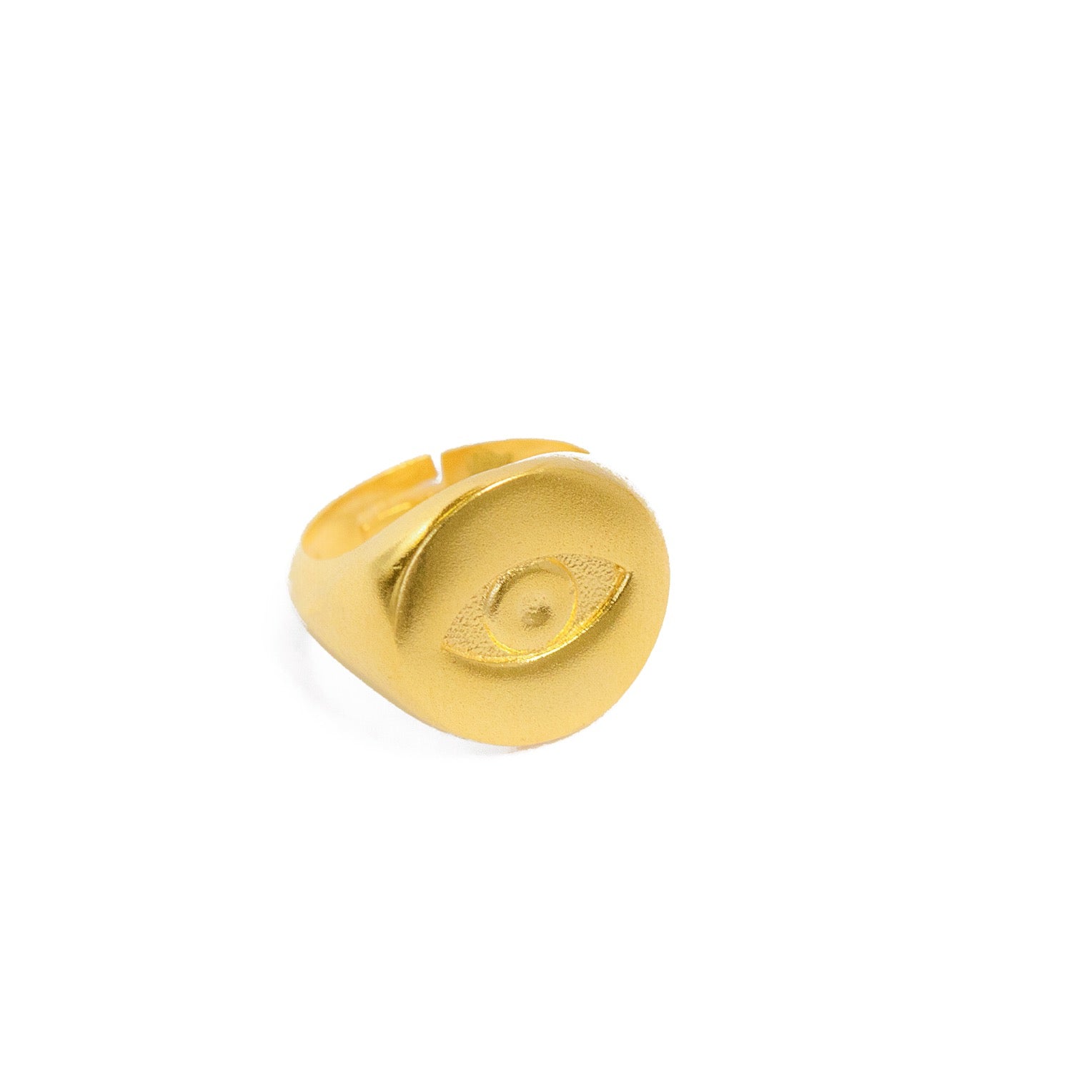 Evil Eye Gold Signet Ring