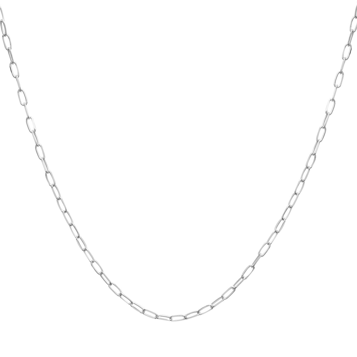 Midi Paperclip Chain Necklace White Gold