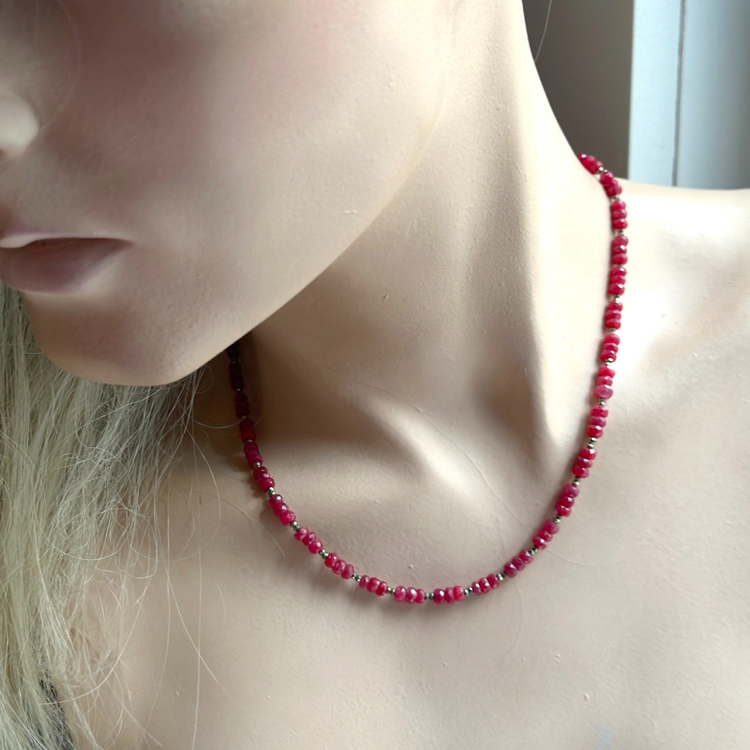 Ruby Pyrite Gold Necklace