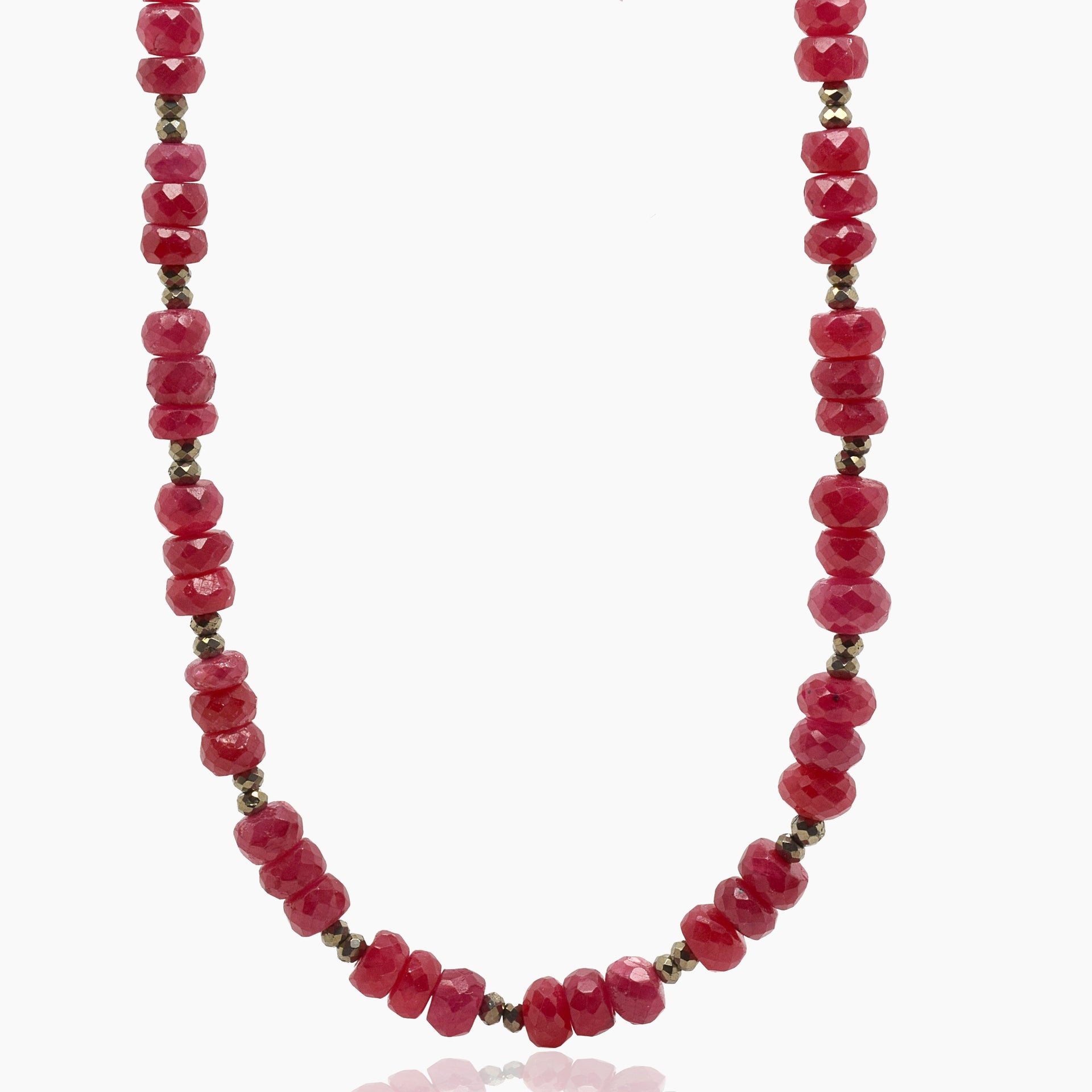 Ruby Pyrite Gold Necklace