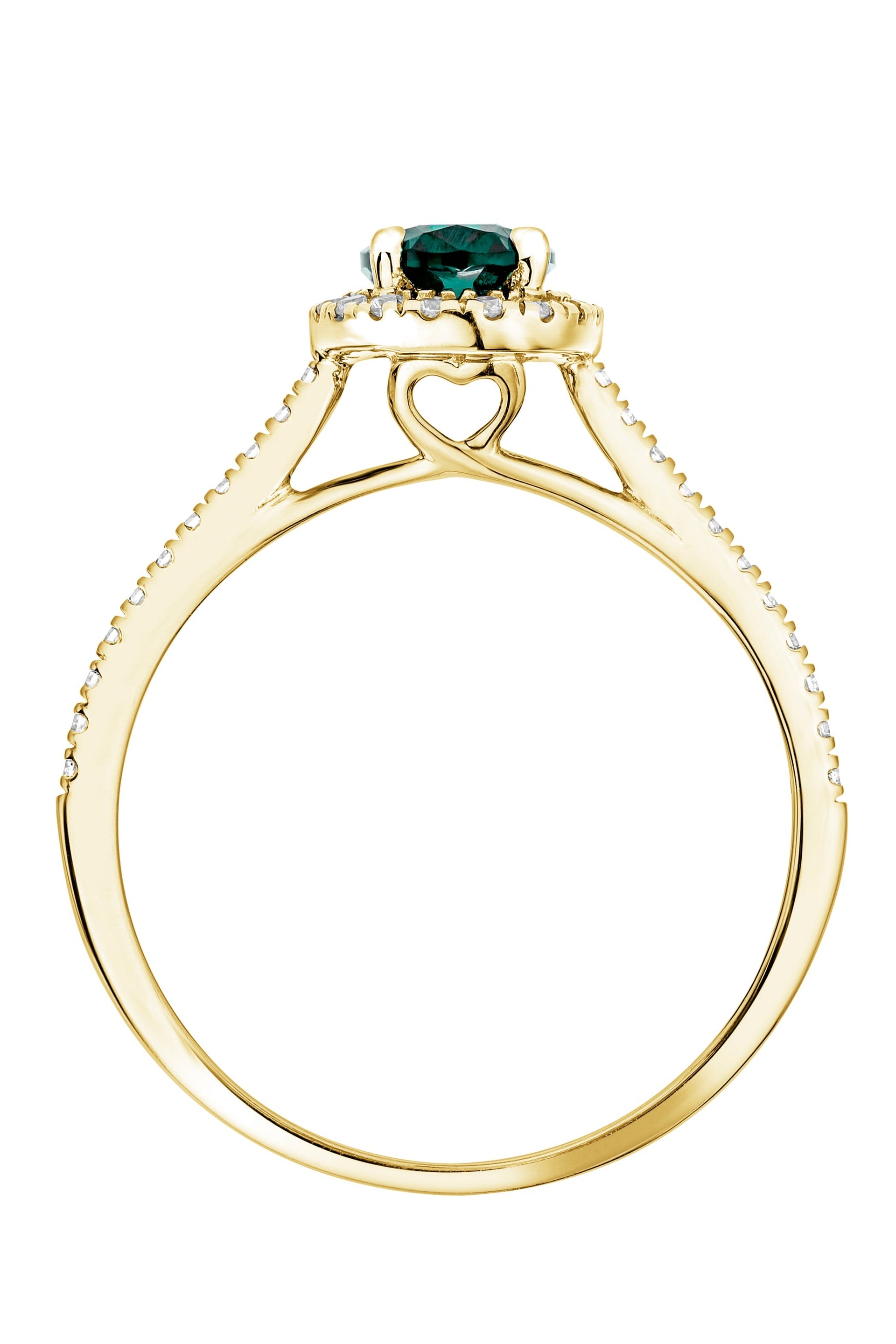 Rosalind Yellow Gold Lab Grown Diamond Created Emerald Ring