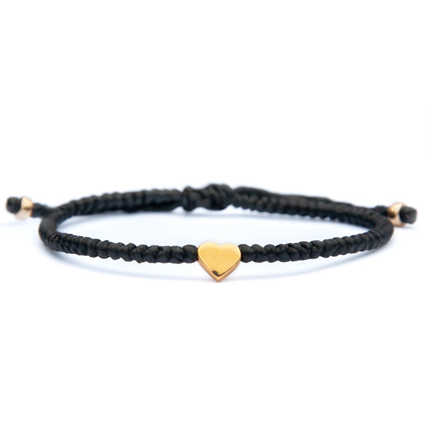 Gold Heart Valentines Black Bracelet For Women