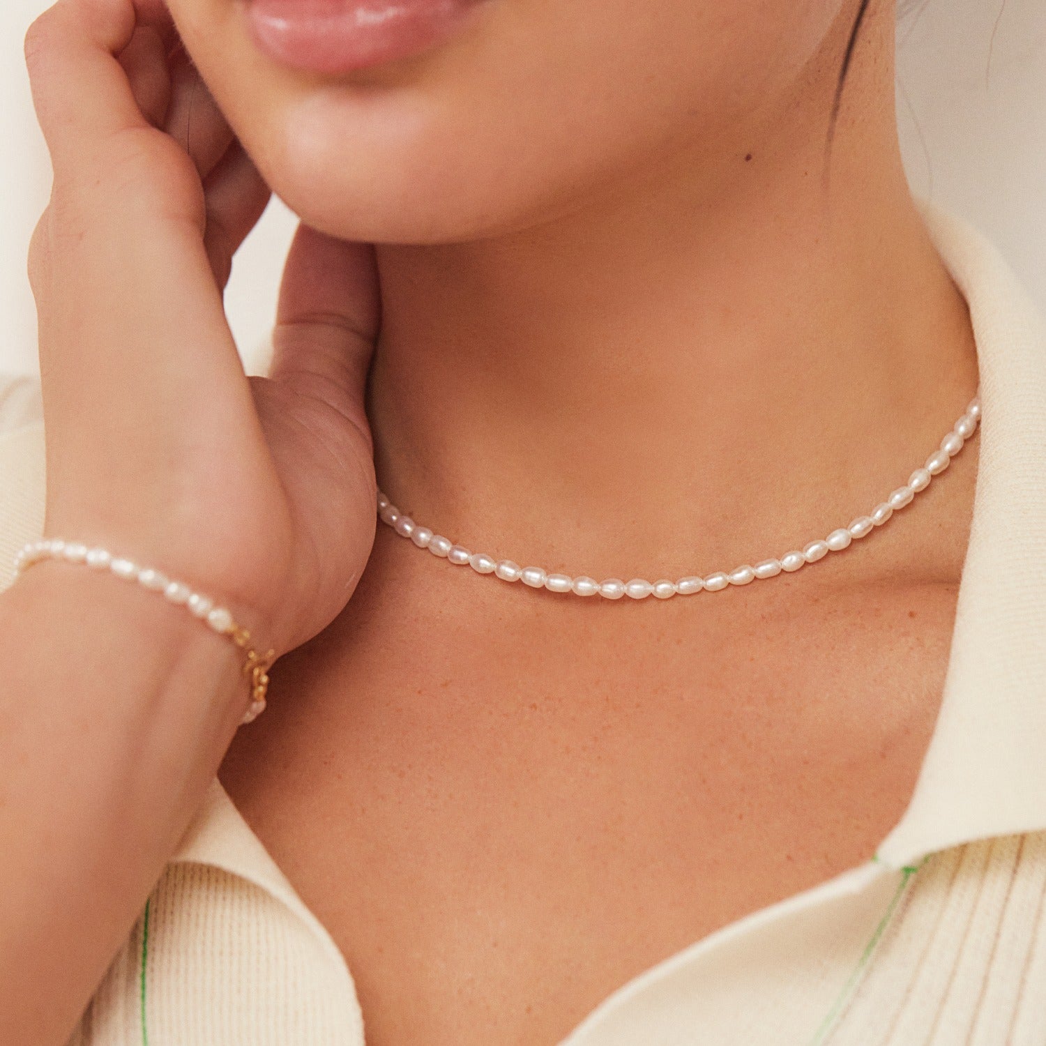 Silver Seed Pearl Choker