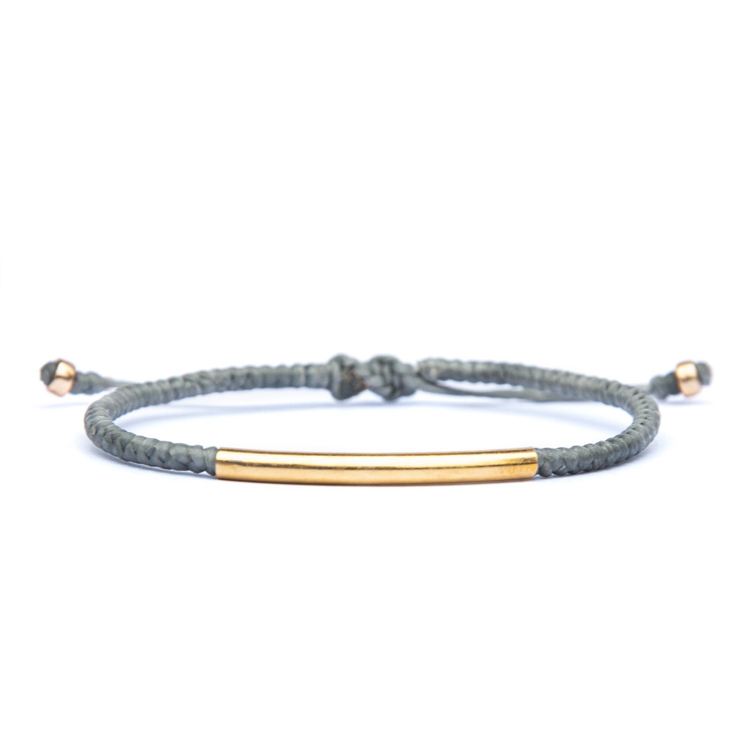 Grey Cord Long Gold Vermeil Accent Bracelet